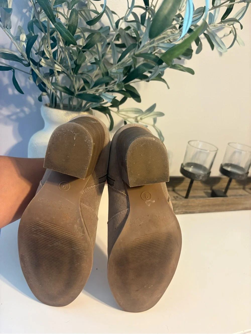 Universal Thread Taupe Ankle Booties with Block Heel